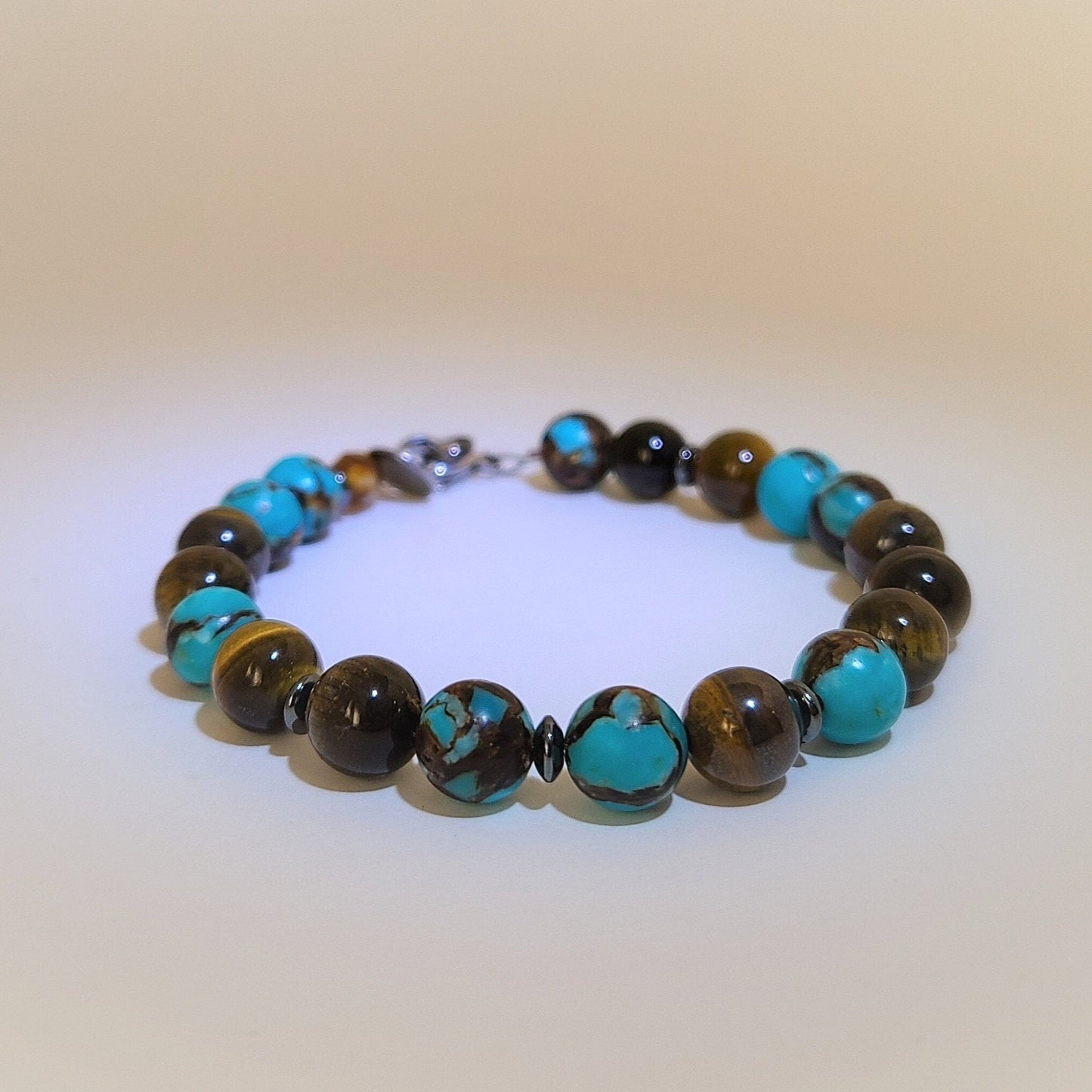 Tiger Eye and Siderolite Steel Bracelet