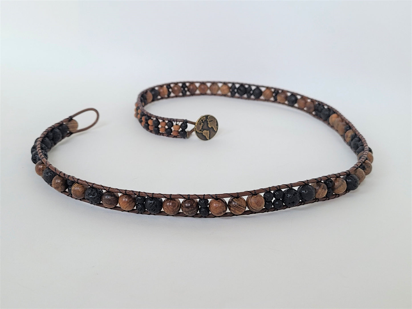 "Where You Go So Goes My Heart" | Lava & Sandalwood Coded Message Leather Wrap Bracelet