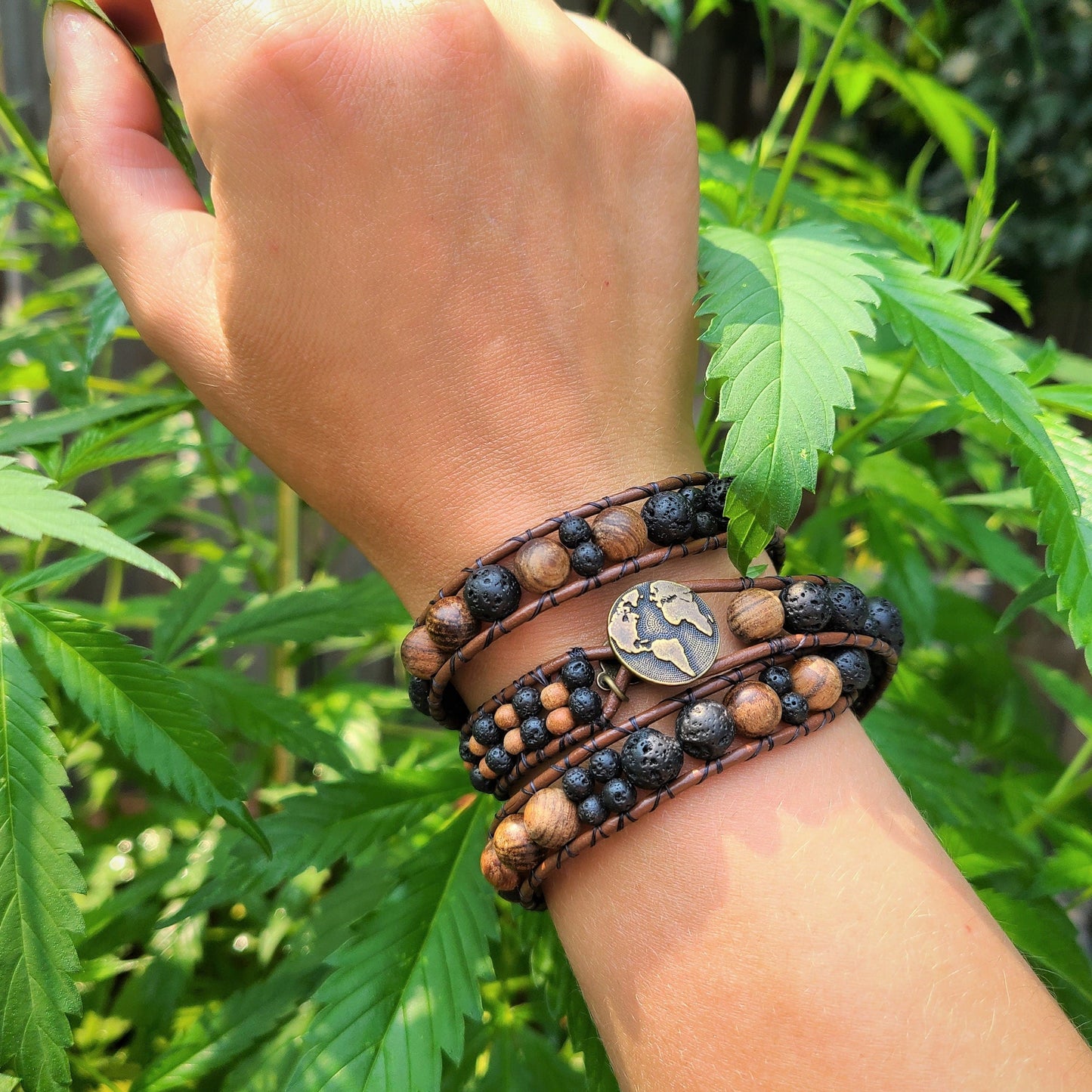 "Where You Go So Goes My Heart" | Lava & Sandalwood Coded Message Leather Wrap Bracelet