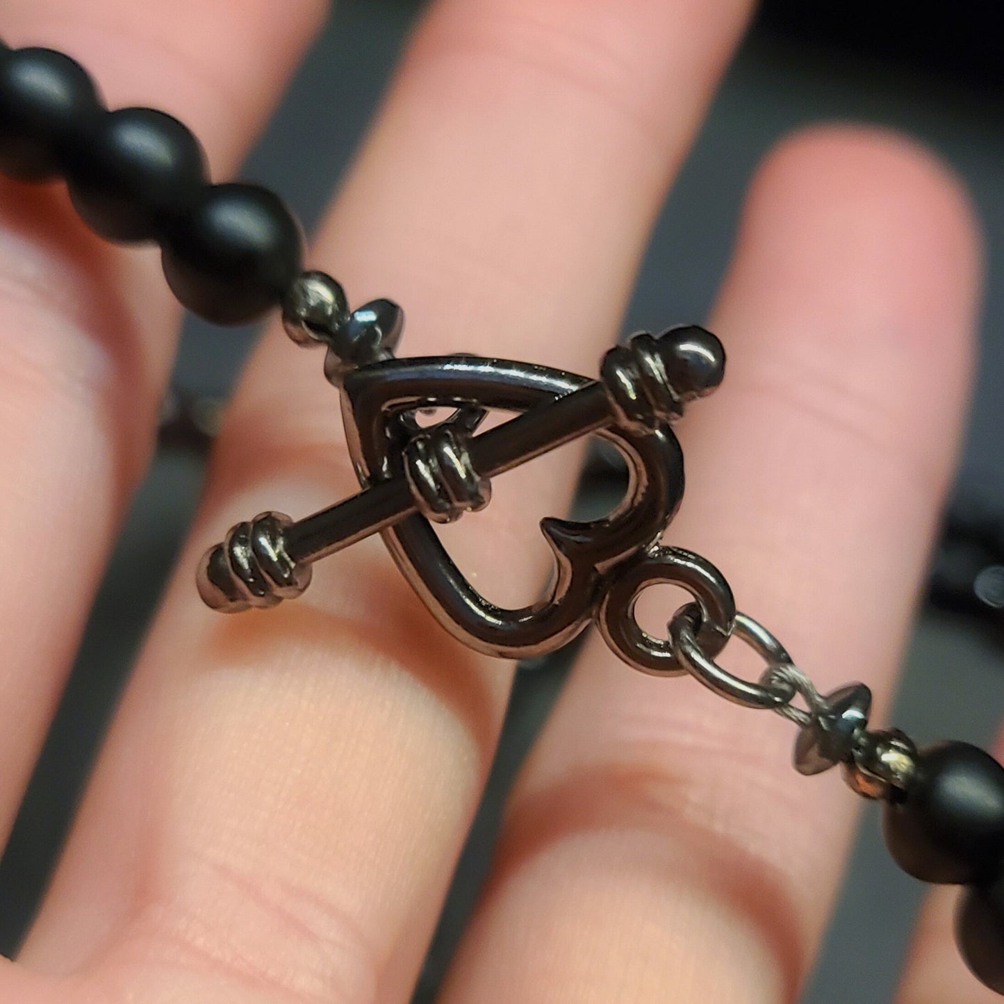 Garnet & Onyx 108 Bead Mala Necklace with Dragon Vein Pendant