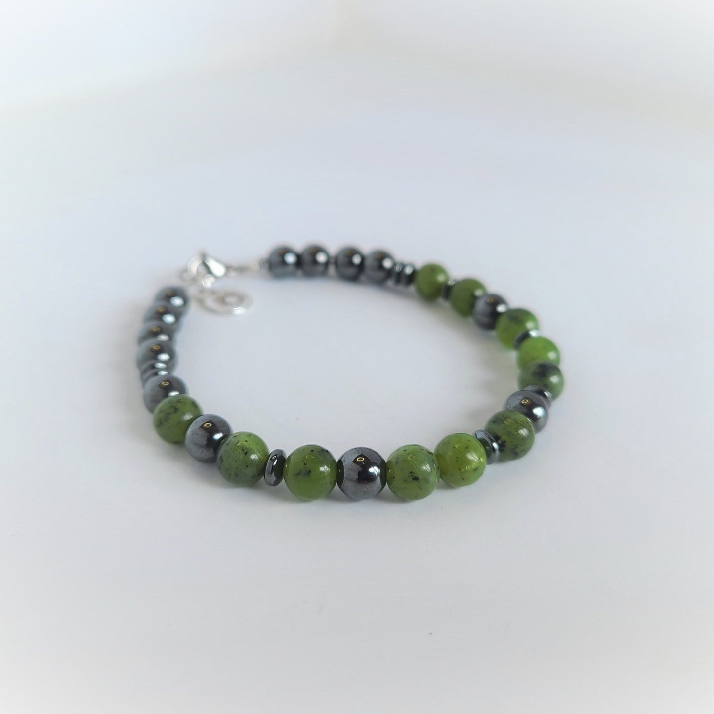 Canadian Jade & Hematite Steel Bracelet