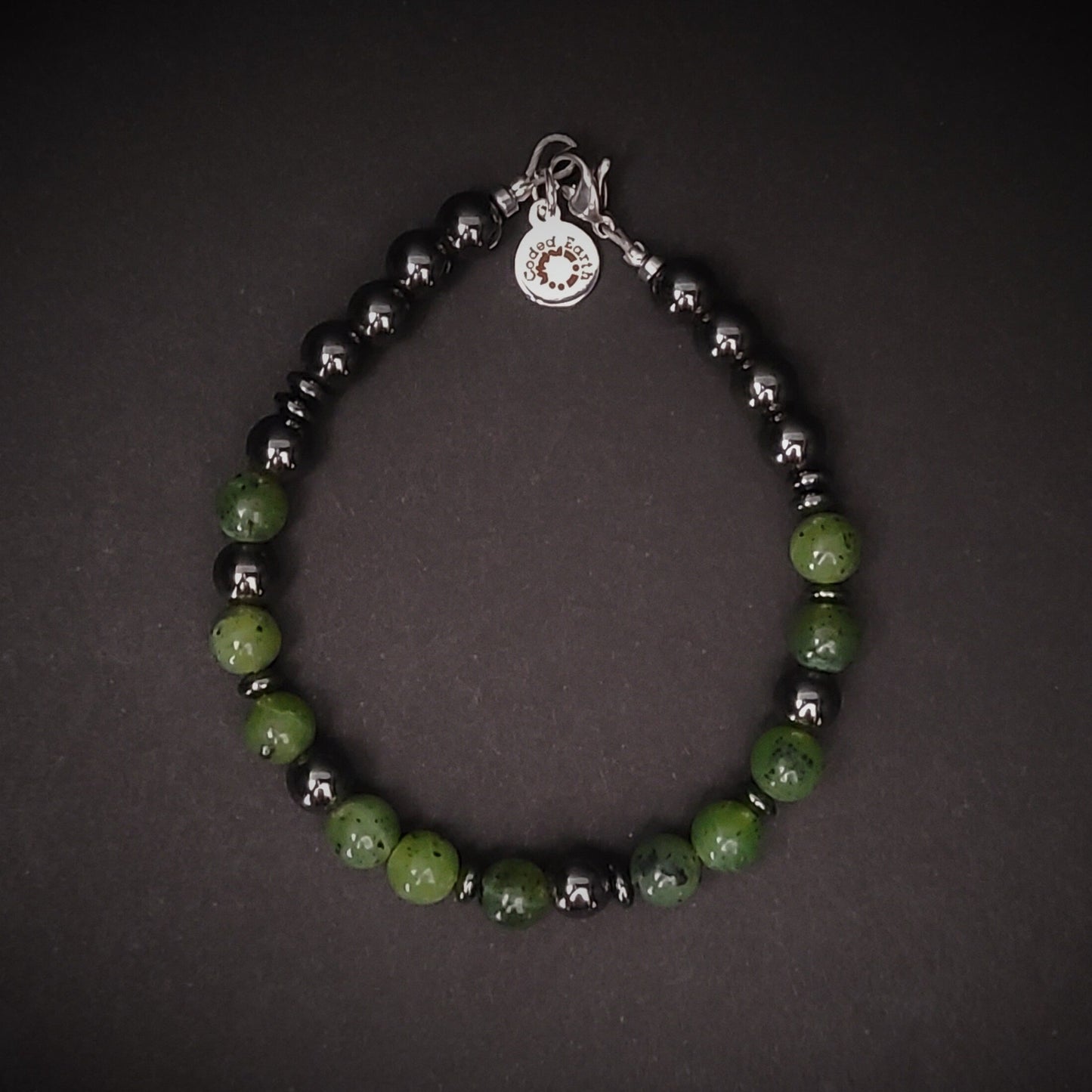 Canadian Jade & Hematite Steel Bracelet