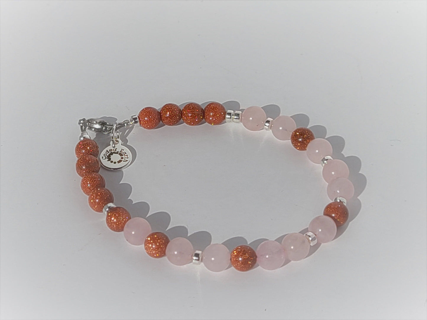 Rose Quartz & Sandstone Steel Bracelet