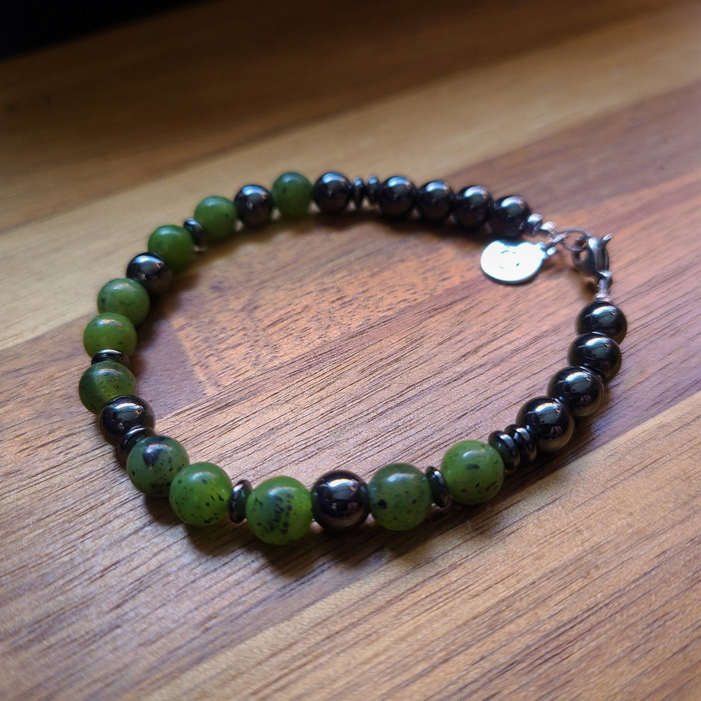 Canadian Jade & Hematite Steel Bracelet