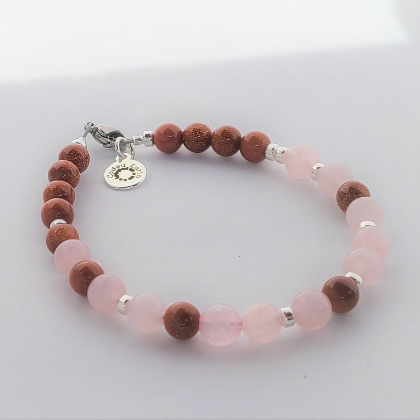Rose Quartz & Sandstone Steel Bracelet