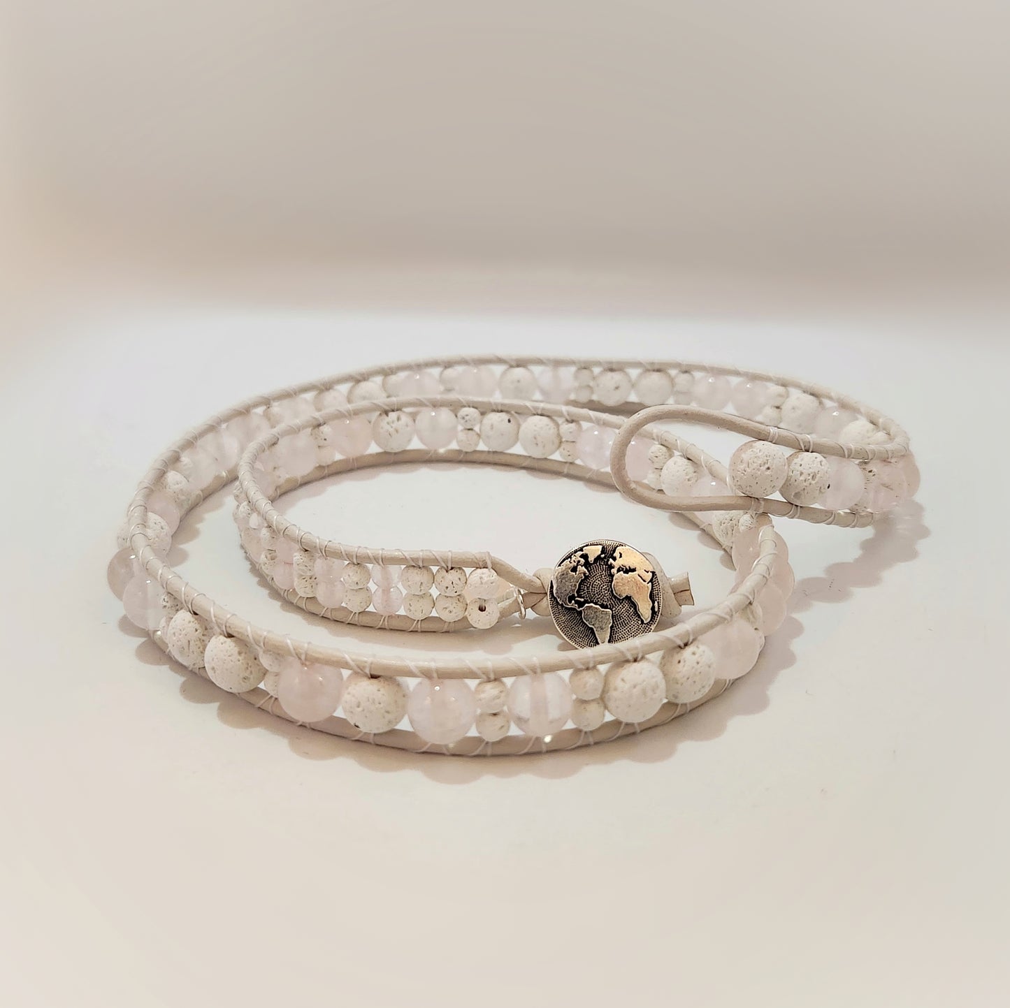 White Lava Leather Wrap Bracelet