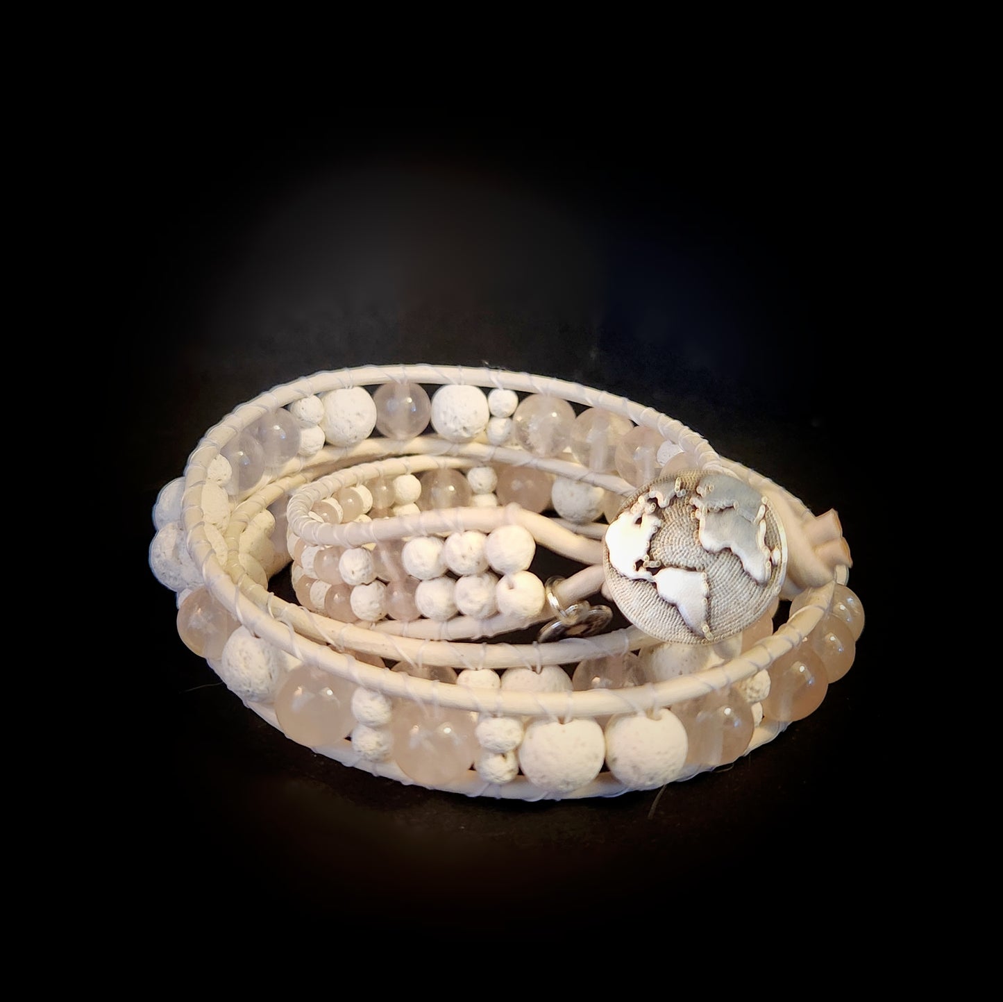 White Lava Leather Wrap Bracelet