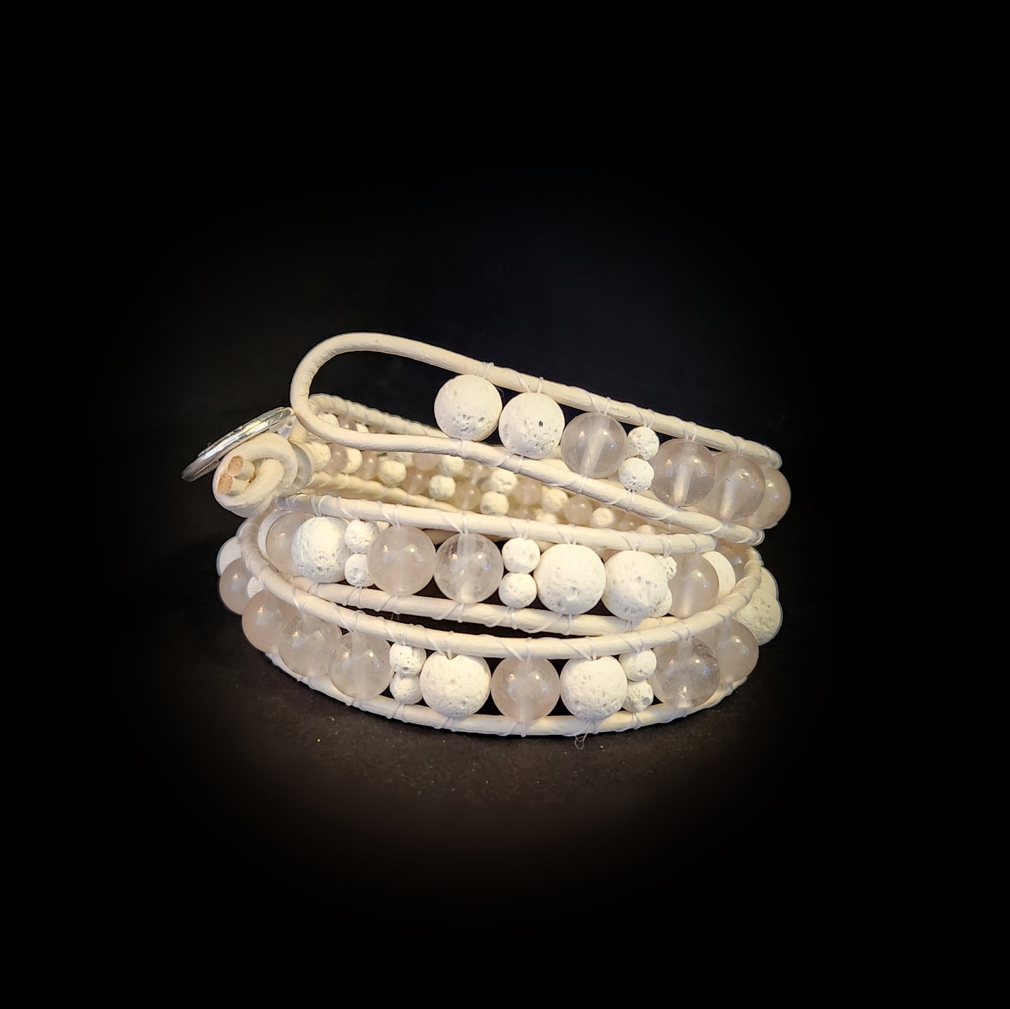 White Lava Leather Wrap Bracelet