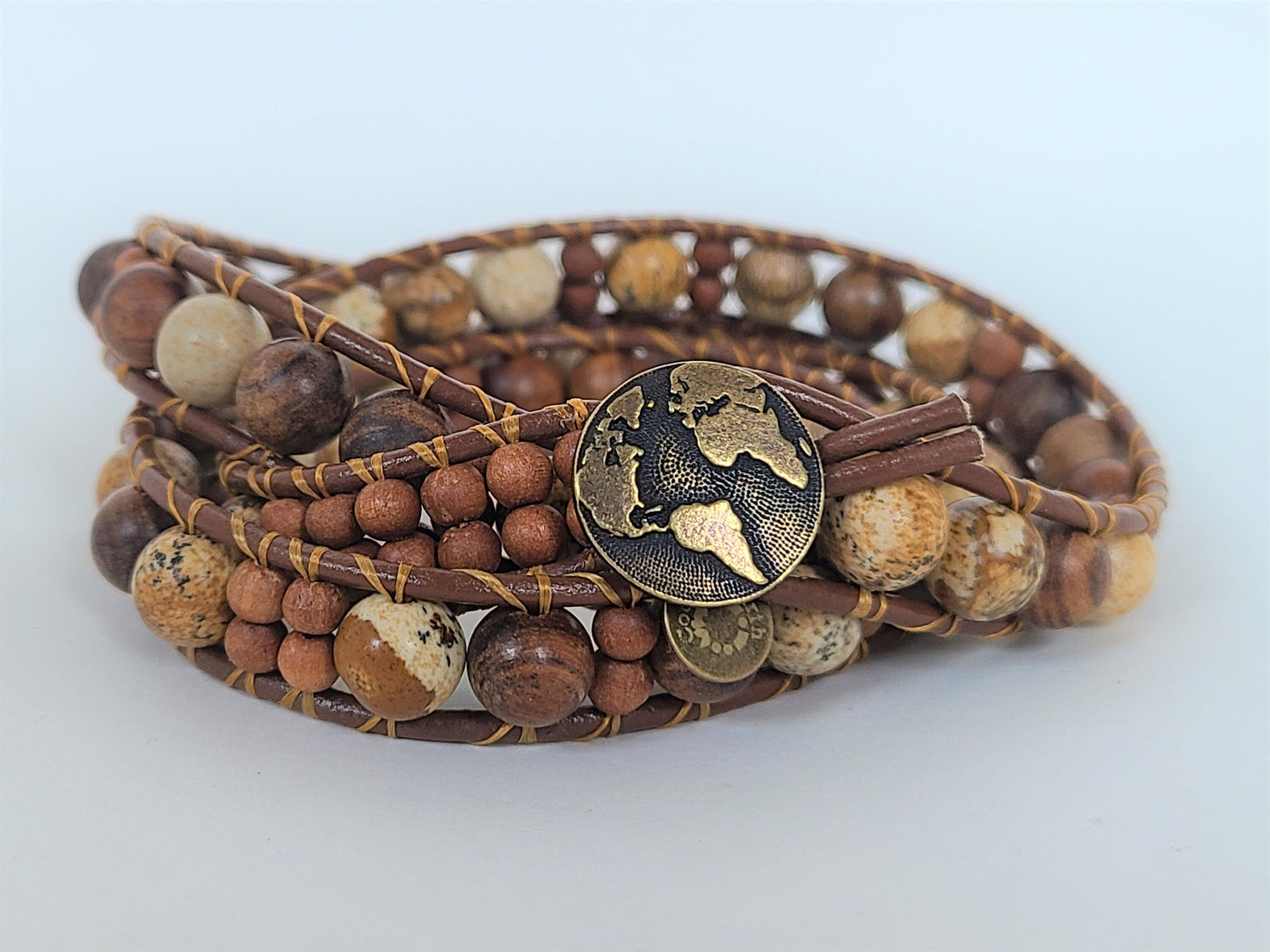 "I Am Always With You" | Jasper & Sandalwood Coded Message Leather Wrap Bracelet