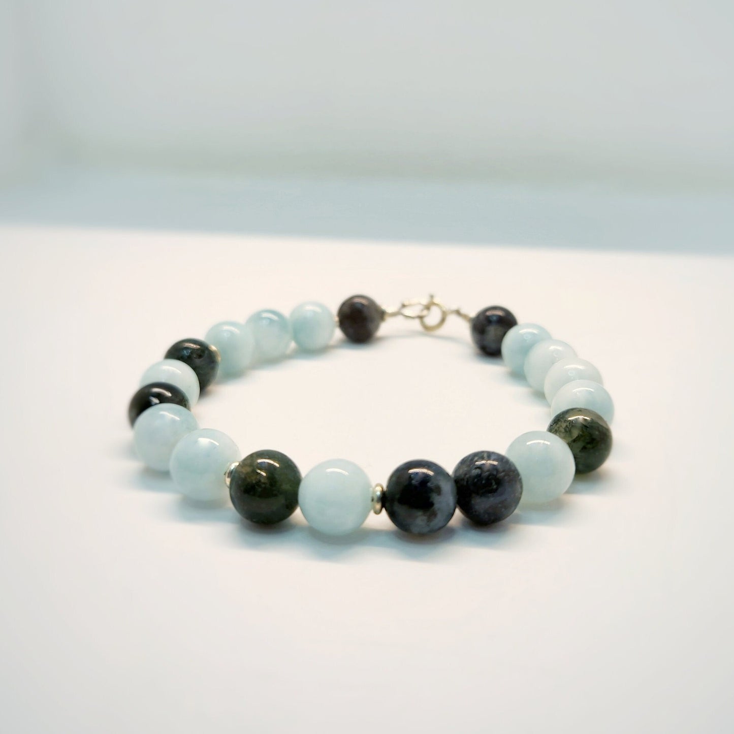 Larimar & Moss Agate Sterling Silver Bracelet