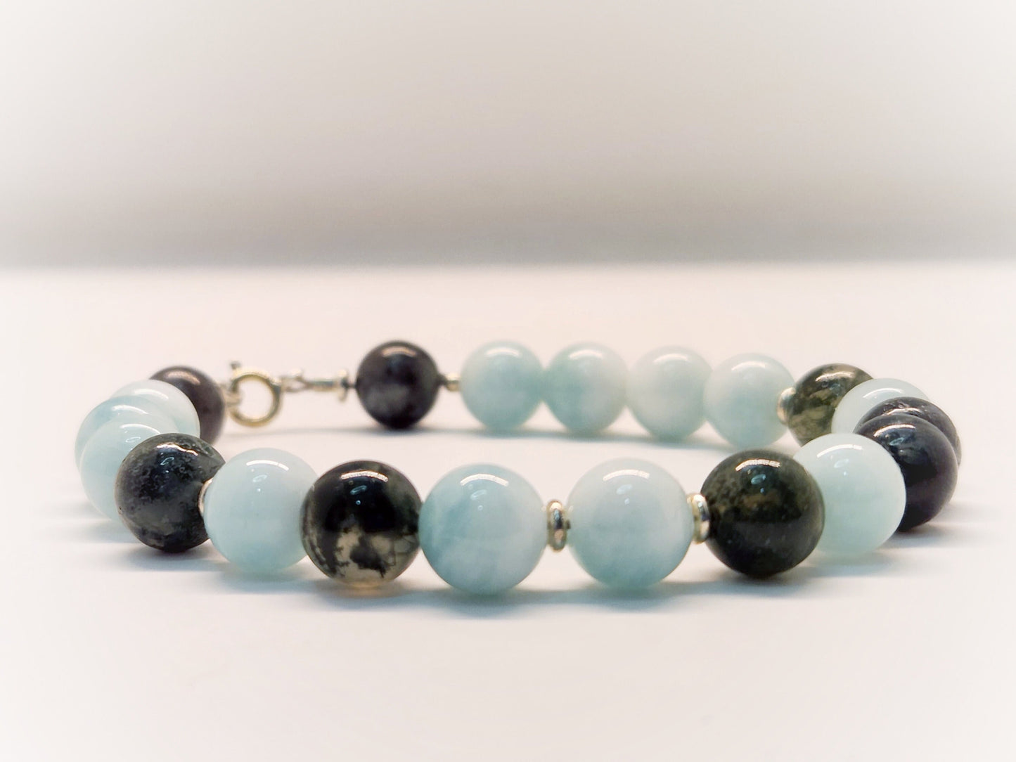 Larimar & Moss Agate Sterling Silver Bracelet
